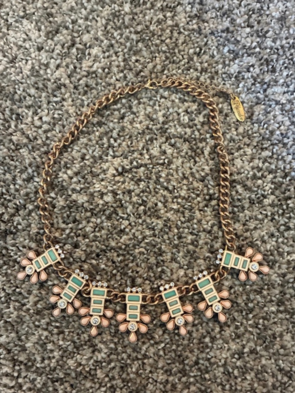 Plunder Aqua Eleanor Enameled Gold-Tone Bib Statement Necklace